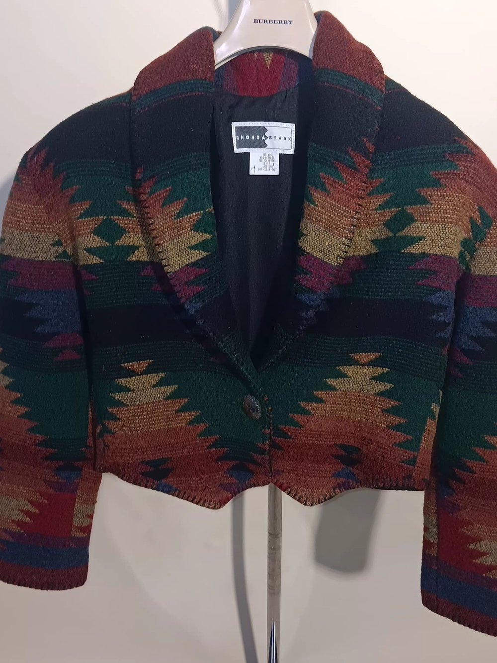 Rhonda Stark Green & Rust Patterned Cropped Utility Jacket